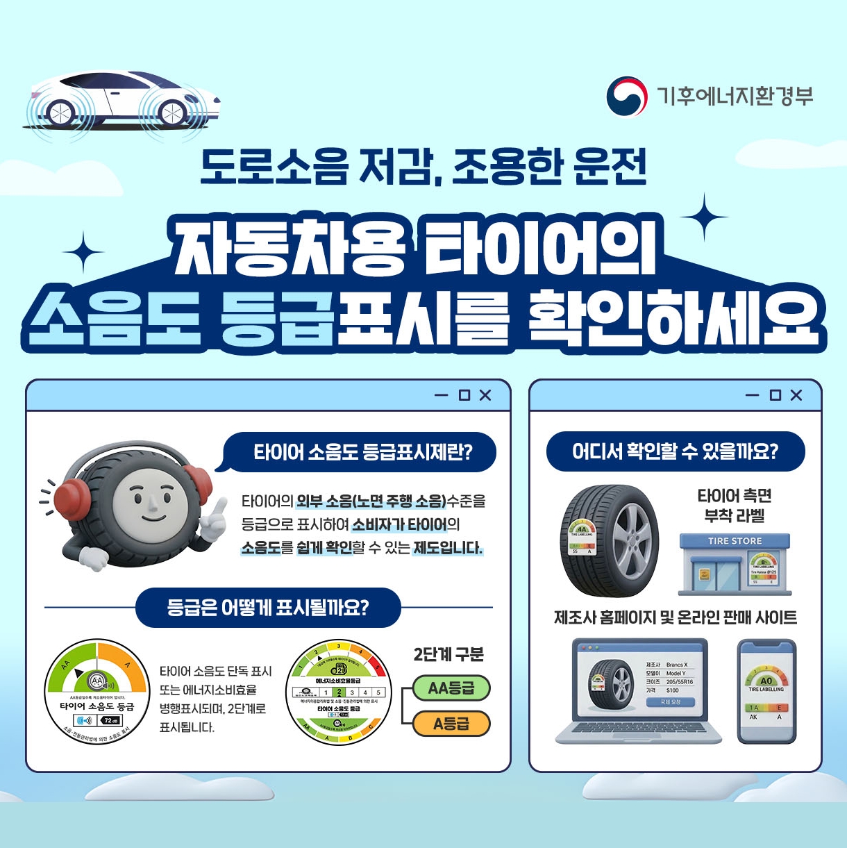 타이어 소음도 신고 및 등급표시제 안내 공고